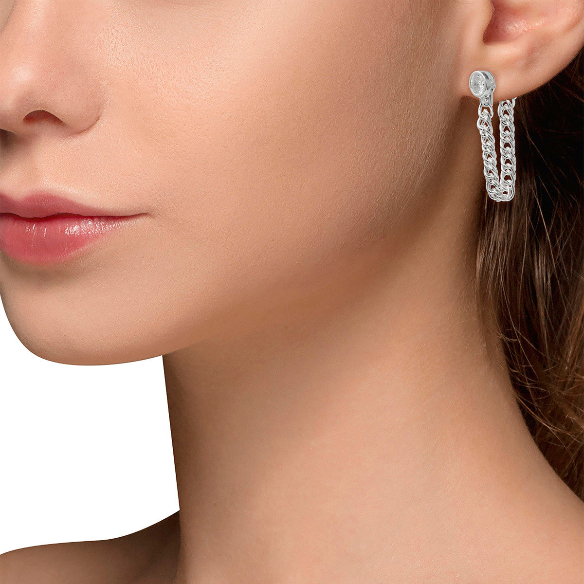 ARETES NINE WEST LINKS AND CHAINS PLATA
