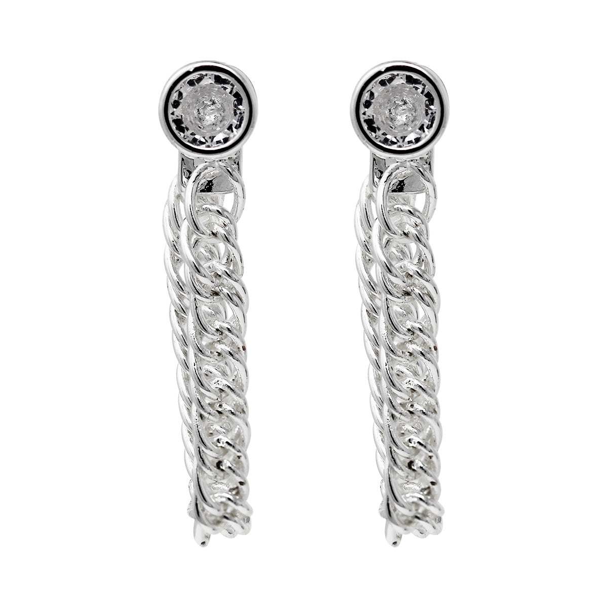 ARETES NINE WEST LINKS AND CHAINS PLATA