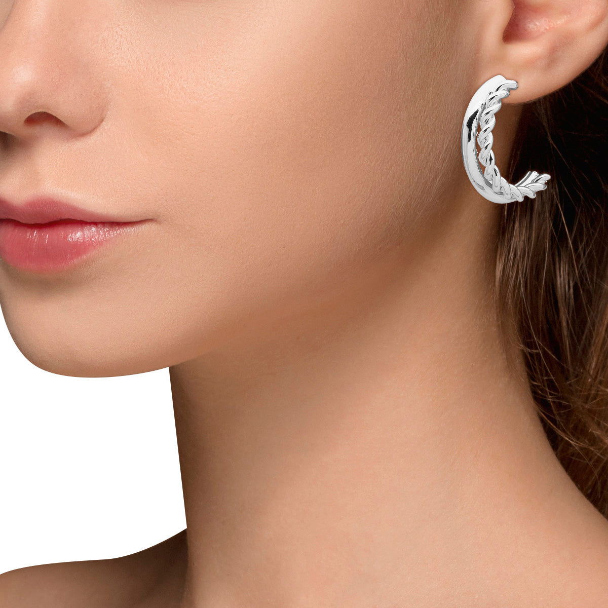 ARETES NINE WEST BASIC METAL EARS F2 PLATA