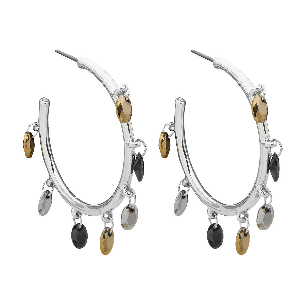 ARETES NINE WEST TRI TONE NUGGET BITONO