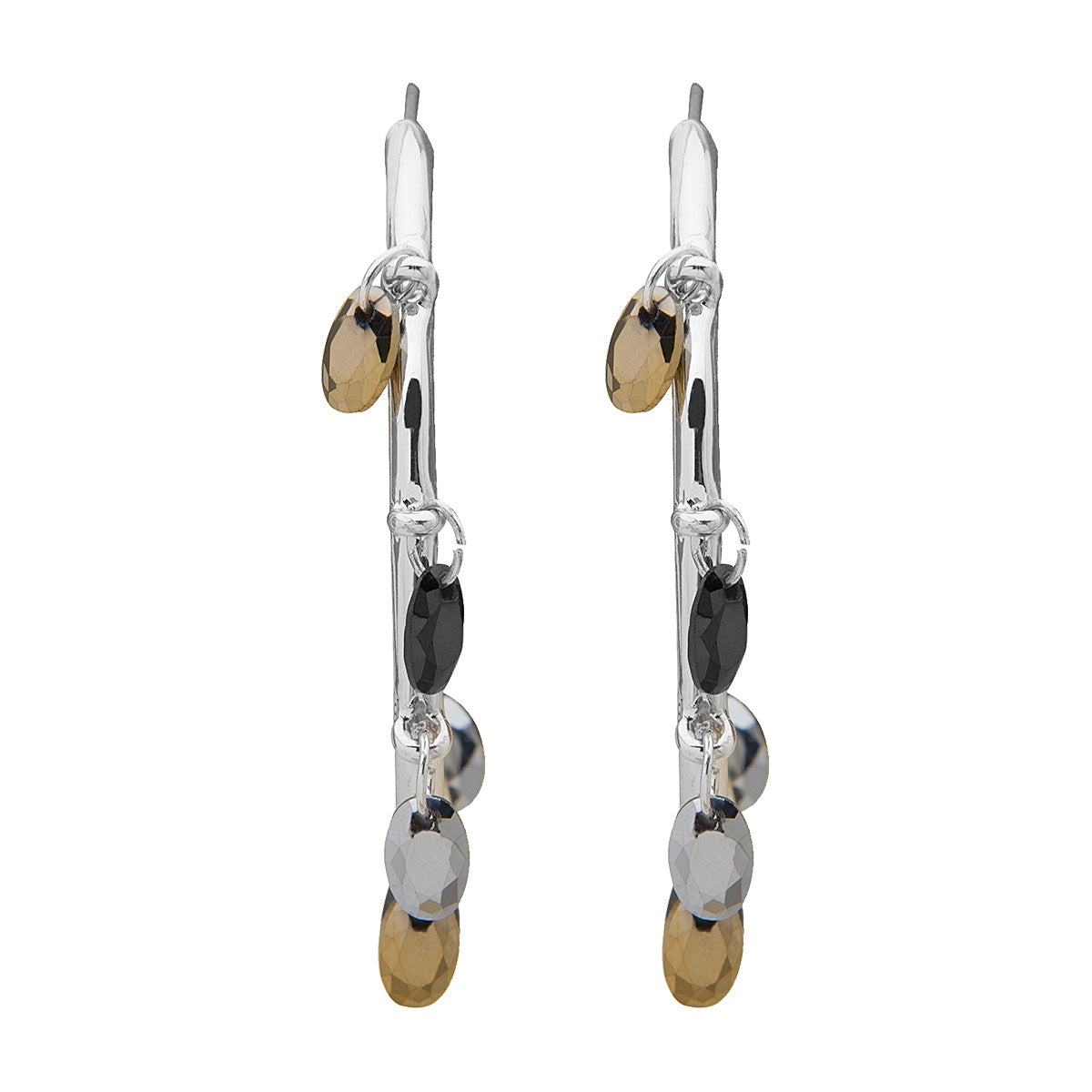 ARETES NINE WEST TRI TONE NUGGET BITONO