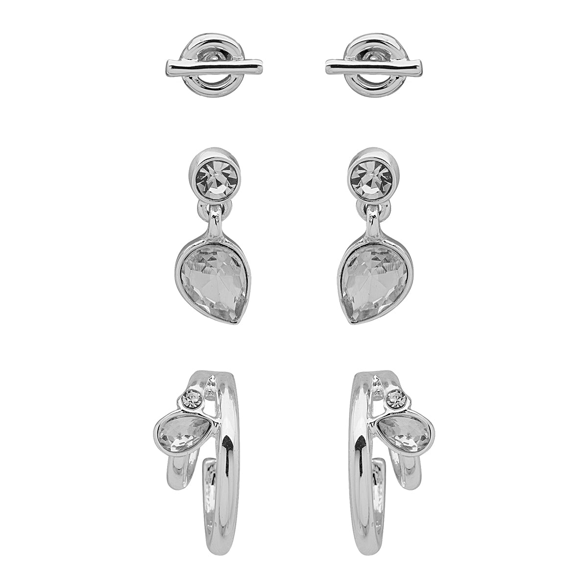 ARETES NINE WEST SILVER SOCIAL CRYSTAL PLATA