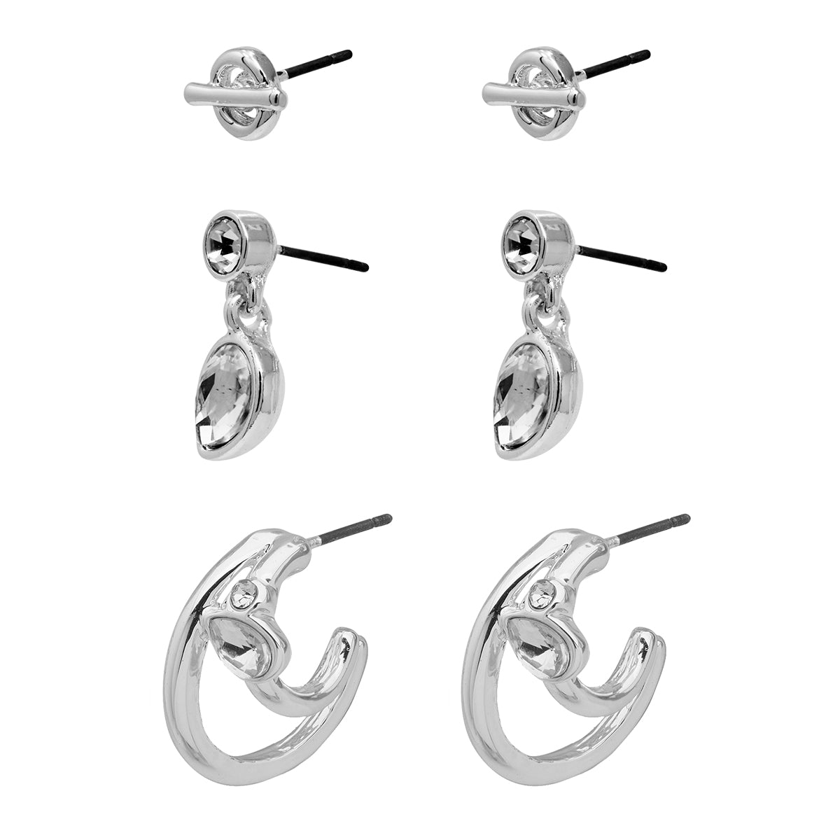 ARETES NINE WEST SILVER SOCIAL CRYSTAL PLATA