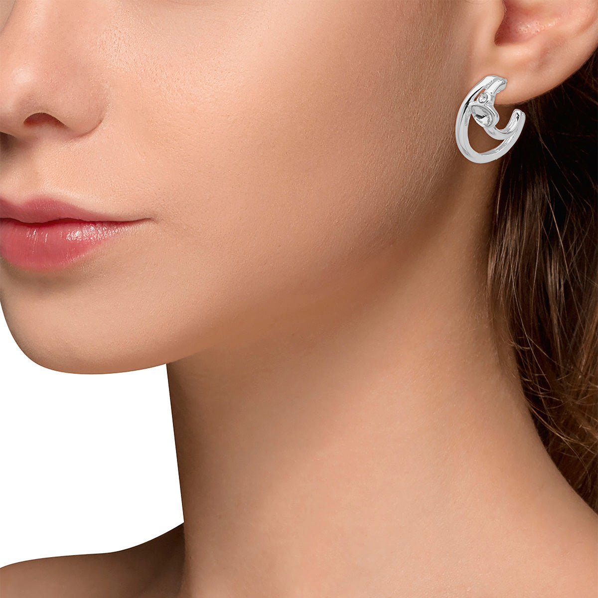 ARETES NINE WEST SILVER SOCIAL CRYSTAL PLATA