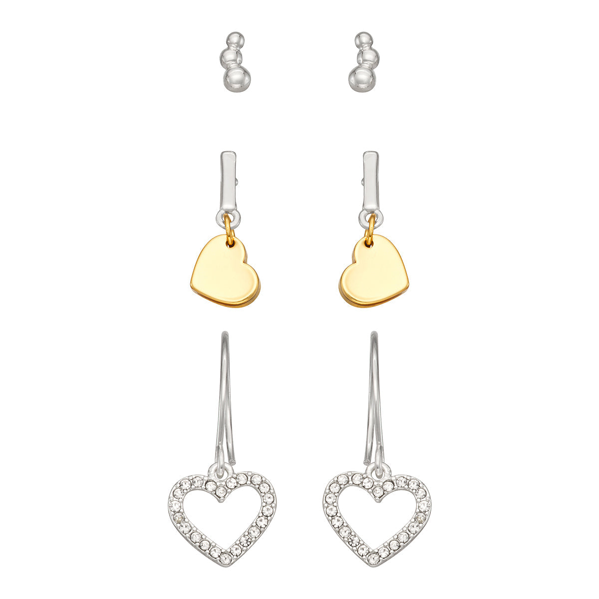 ARETES NINE WEST HEARTS PLATA