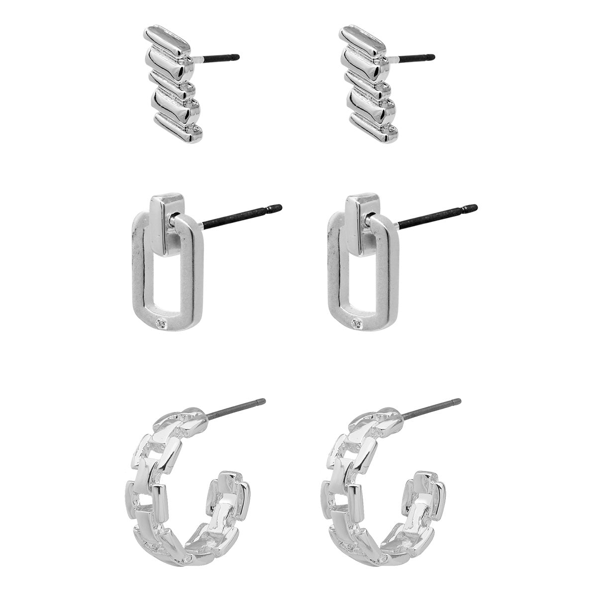 ARETES NINE WEST CUSHION METAL PLATA
