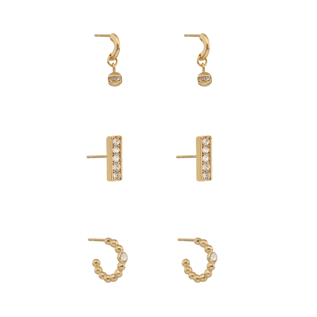 ARETES NINE WEST STRIPED PAVE DORADO