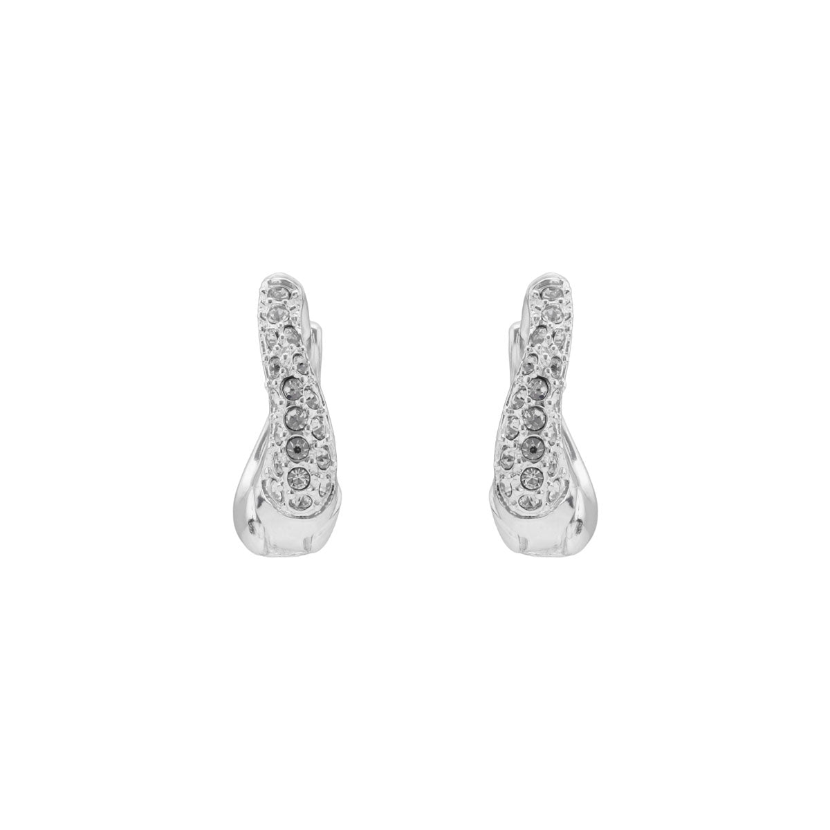 ARETES NINE WEST TWISTED CRYSTAL STONES PLATEADO