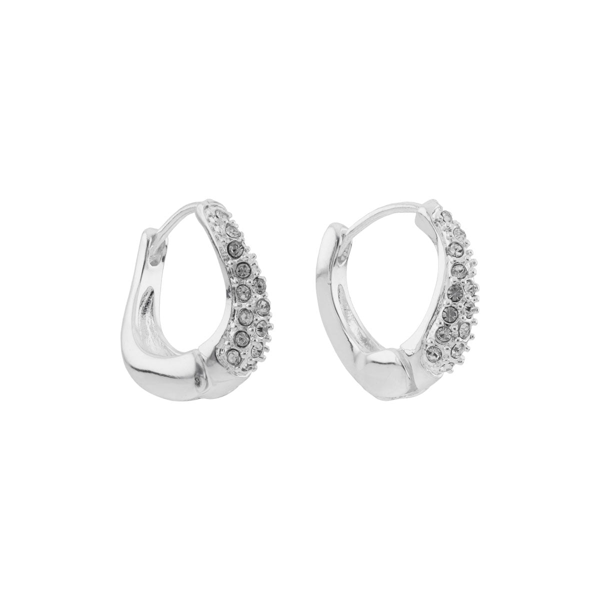 ARETES NINE WEST TWISTED CRYSTAL STONES PLATEADO