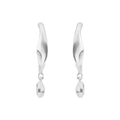 ARETES NINE WEST TWISTED CRYSTAL STONES PLATEADO