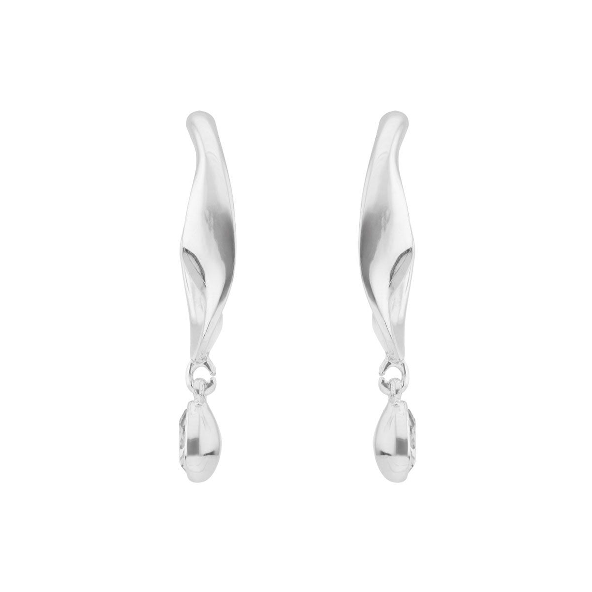 ARETES NINE WEST TWISTED CRYSTAL STONES PLATEADO