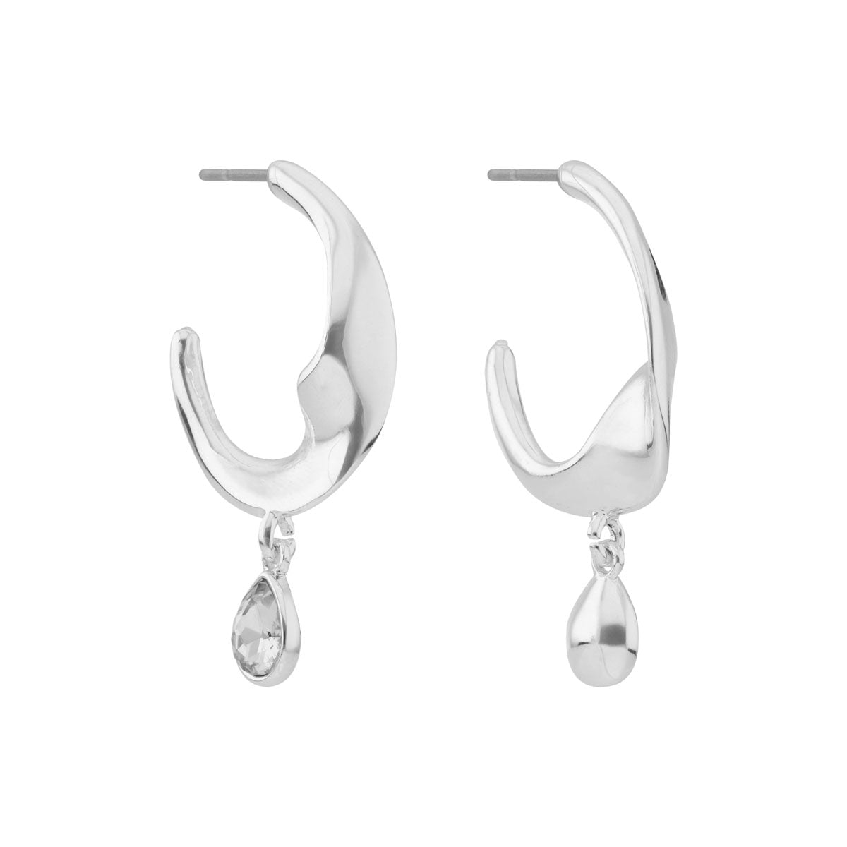 ARETES NINE WEST TWISTED CRYSTAL STONES PLATEADO