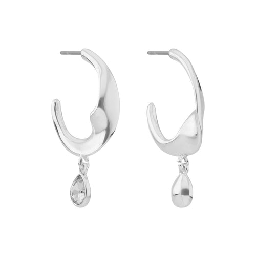ARETES NINE WEST TWISTED CRYSTAL STONES PLATEADO