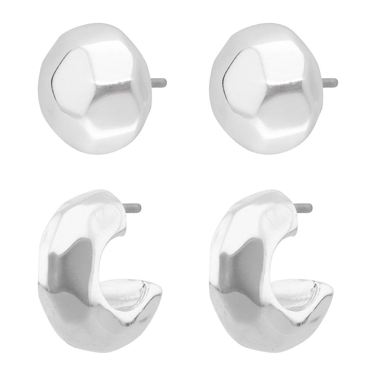 SET ARETES NINE WEST COLOR PLATEADO FORMA HUGGIES 19G04193