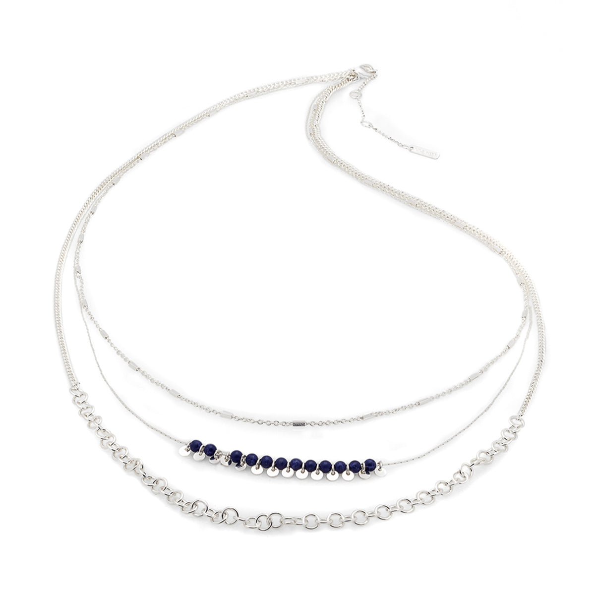 COLLAR NINE WEST COLOR BEADED SODALITE PLATA