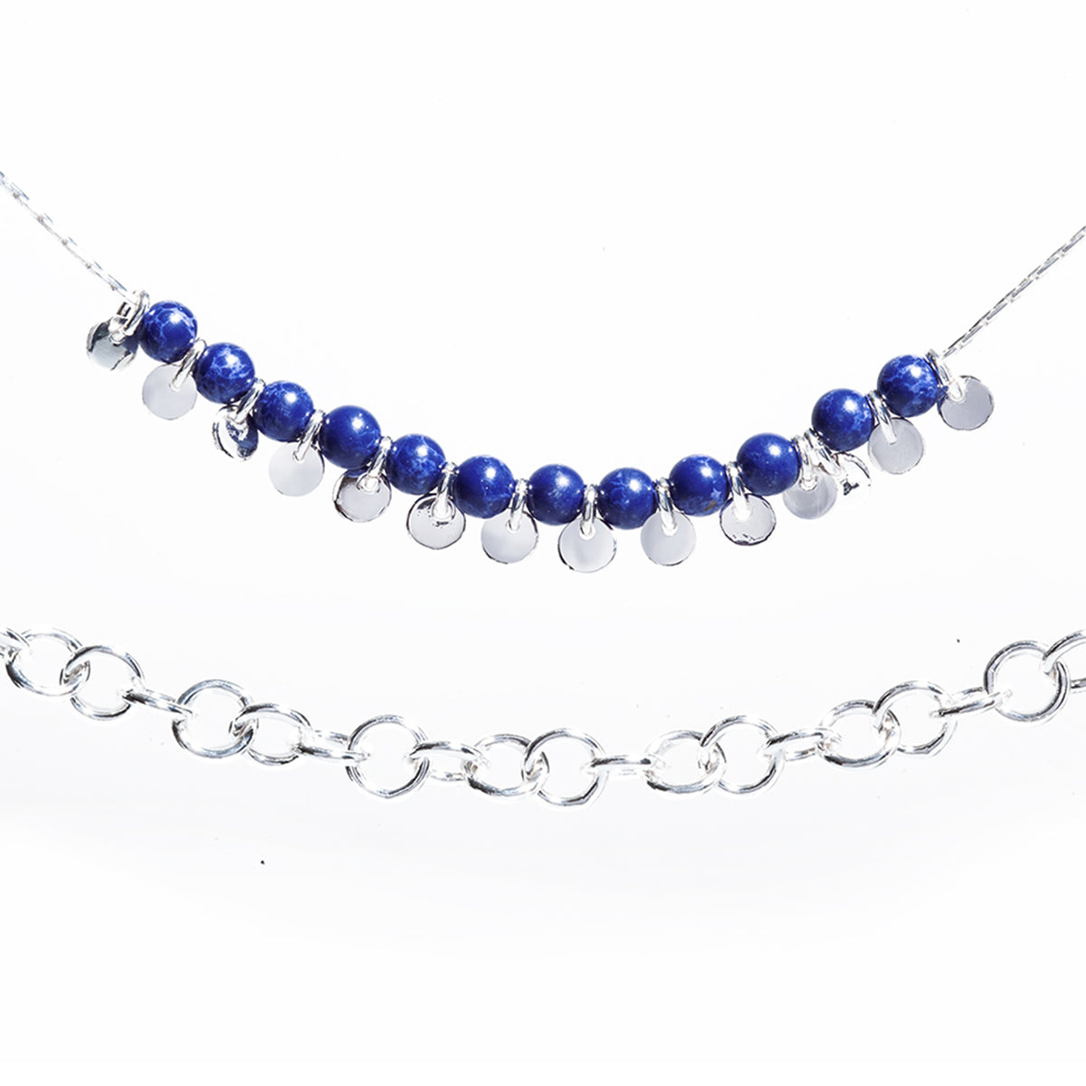 COLLAR NINE WEST COLOR BEADED SODALITE PLATA