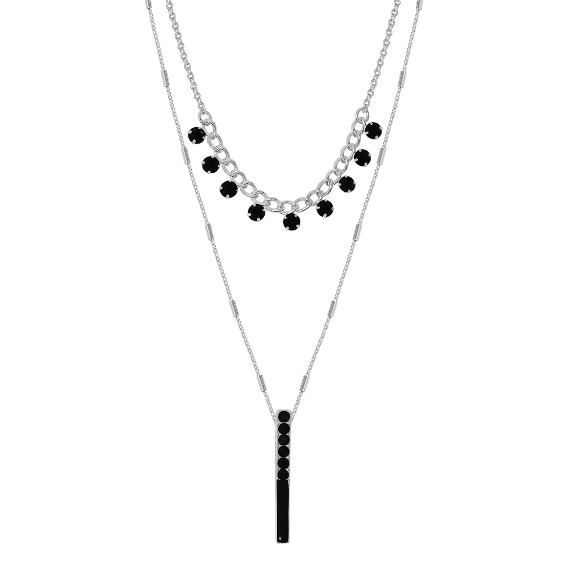 COLLAR NINE WEST COLOR STONES PLATA