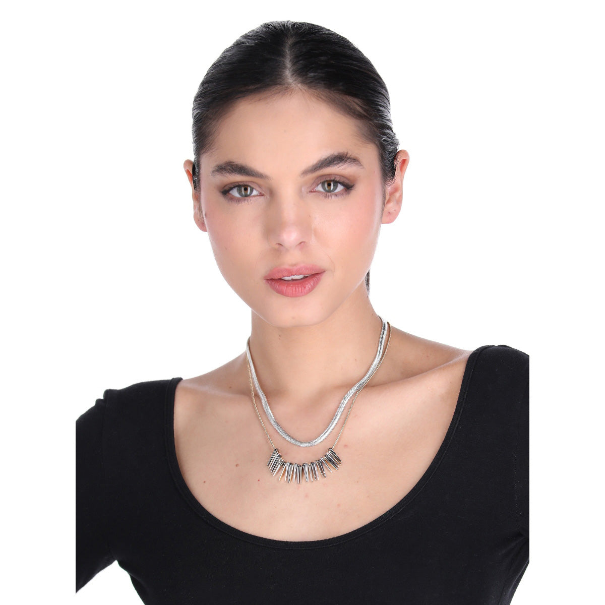 COLLAR NINE WEST TRITONE METAL BARS BITONO