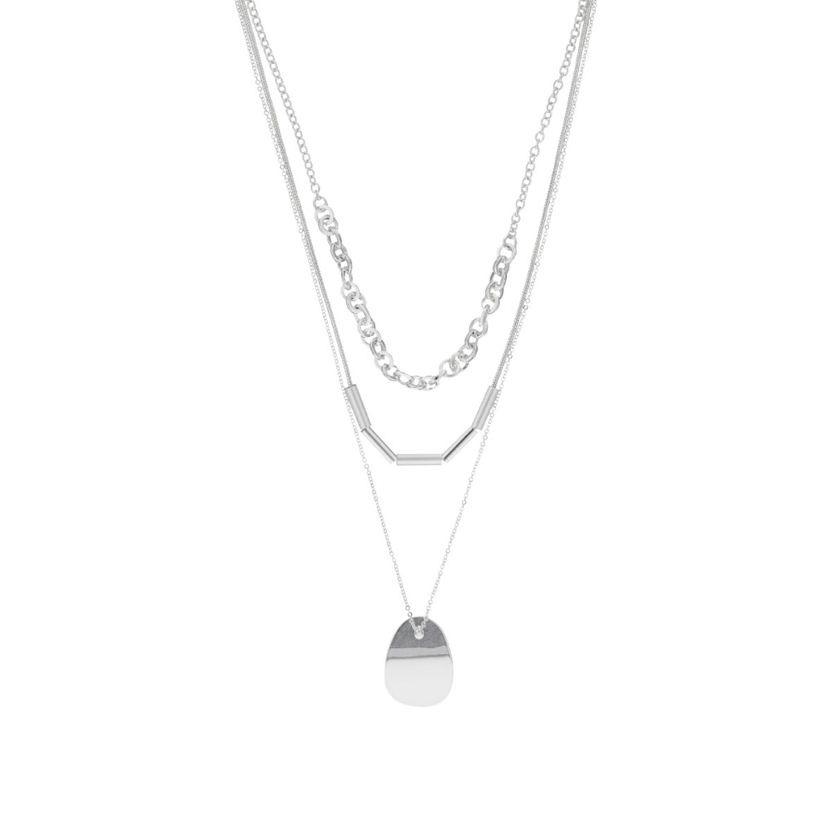 COLLAR NINE WEST ORGANIC SILVER METAL PLATEADO