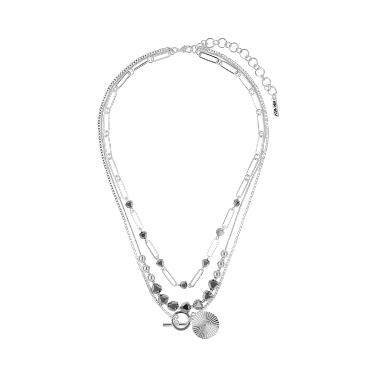 COLLAR NINE WEST STORMY BEADS PLATEADO