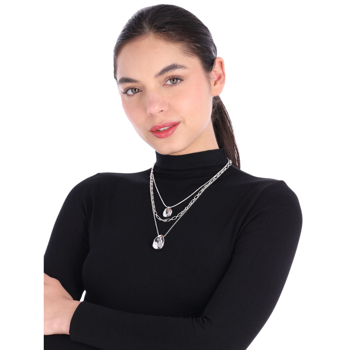 COLLAR NINE WEST SILVER MOLTEN METAL PLATEADO