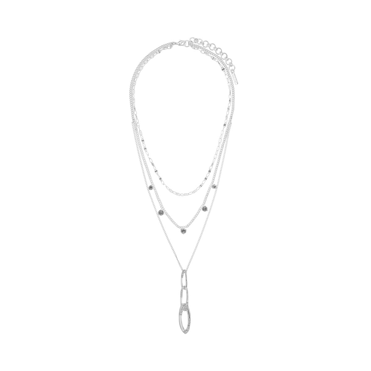 COLLAR NINE WEST TWISTED CRYSTAL STONES PLATEADO
