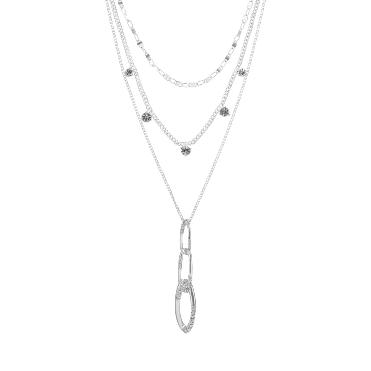 COLLAR NINE WEST TWISTED CRYSTAL STONES PLATEADO