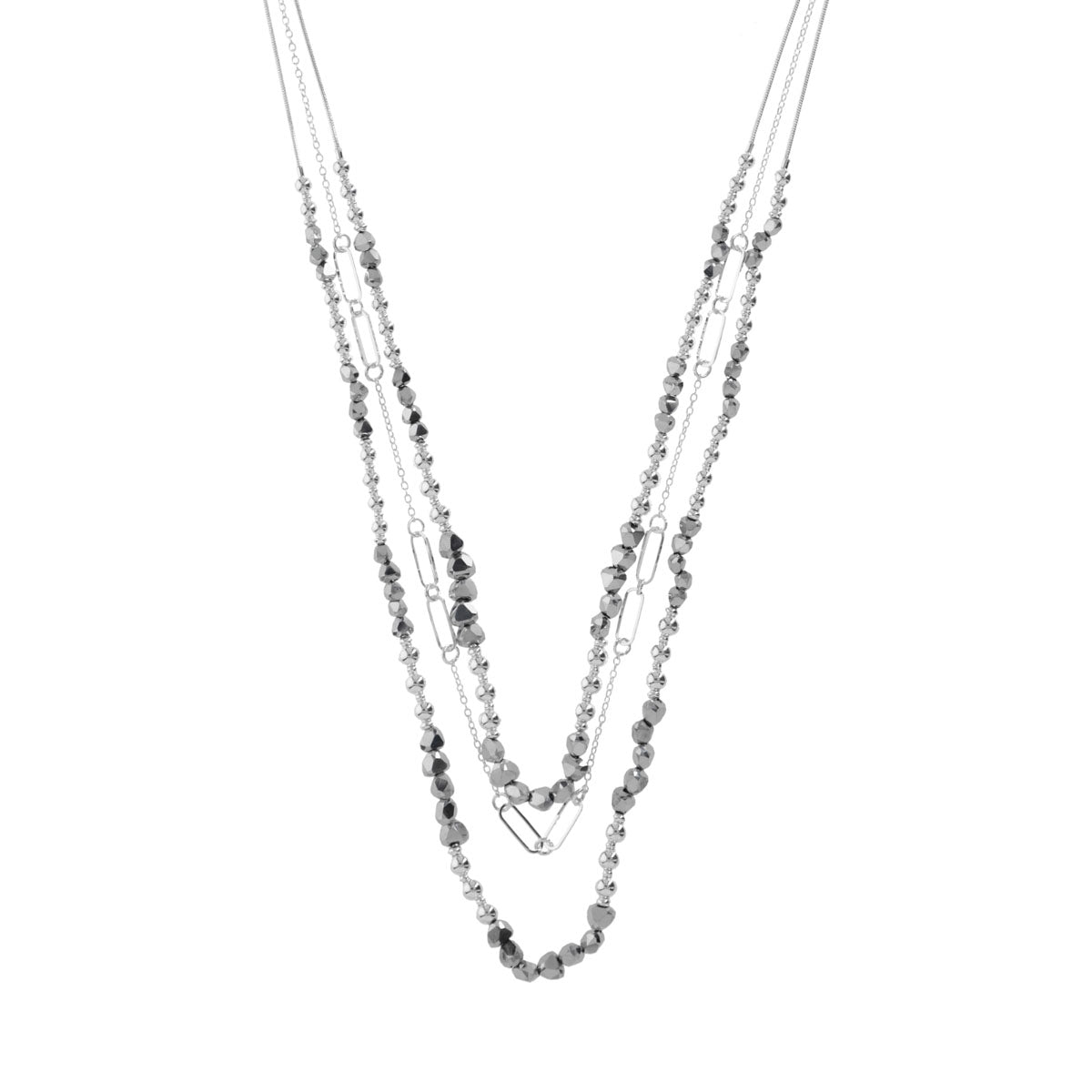 COLLAR NINE WEST STORMY BEADS PLATEADO