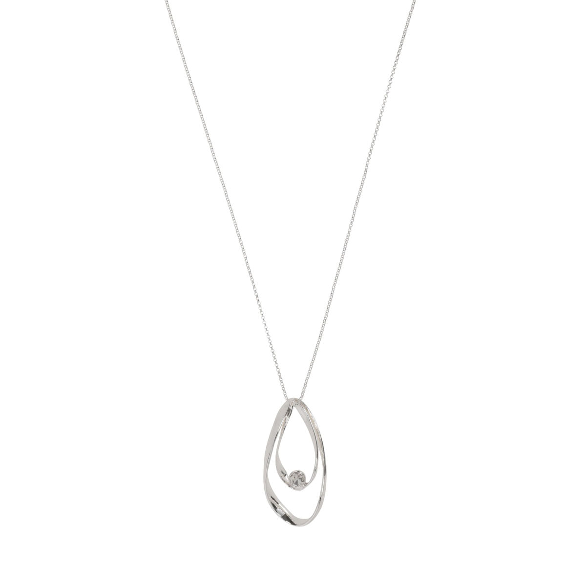 COLLAR NINE WEST TWISTED CRYSTAL STONES PLATEADO