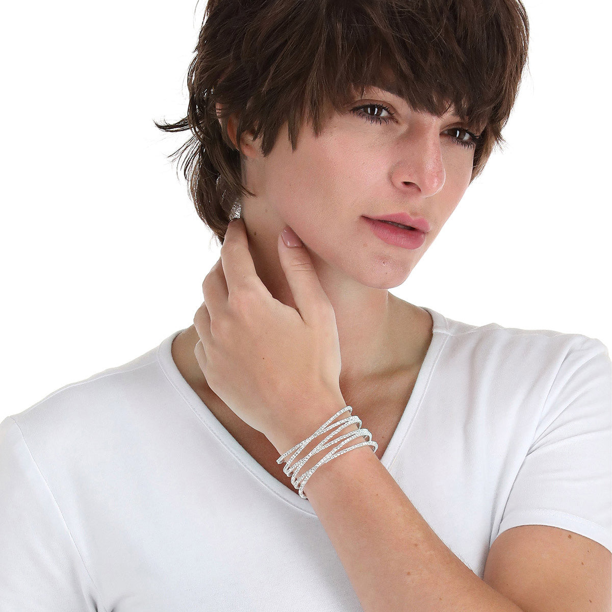 PULSERA YOURE INVITED RHINESTONE N22 PLATA