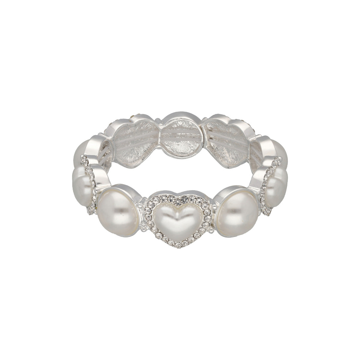 PULSERA YOURE INVITED PEARL HEARTS M23 PLATA