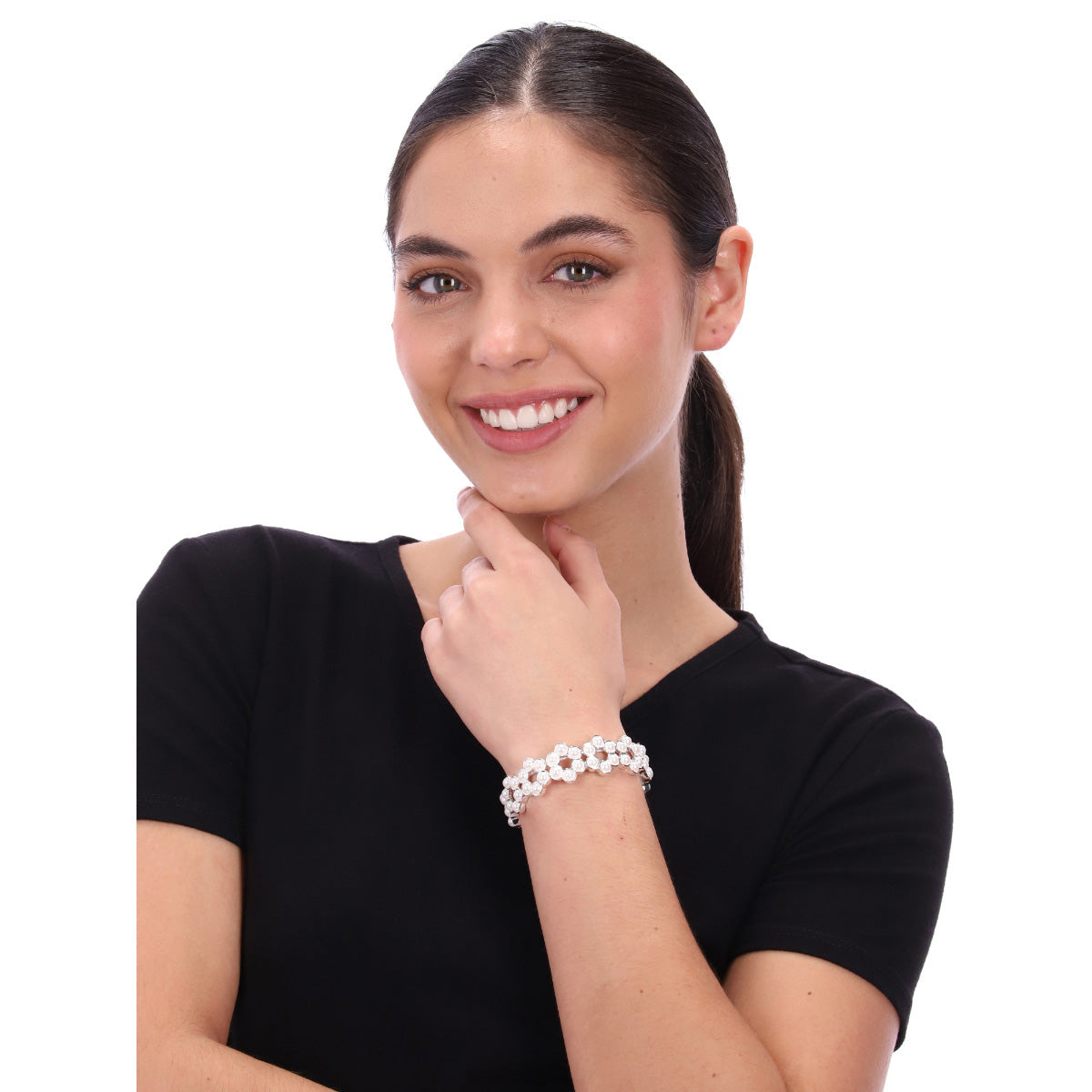 PULSERA YOURE INVITED WHITE PEARL SILVER A23 PLATA