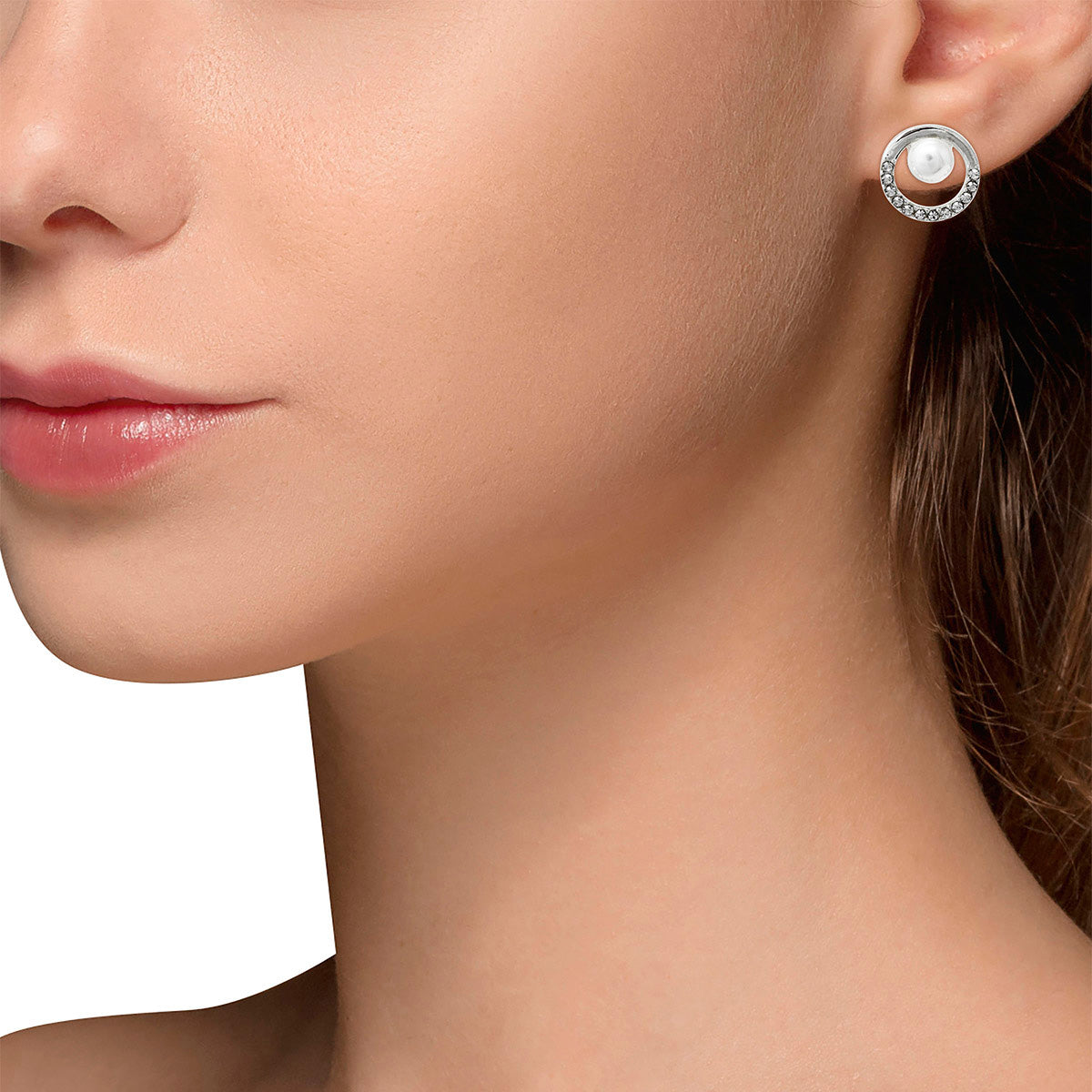 ARETES YOURE INVITED SILVER PEARL CRYSTAL M22 PLATA