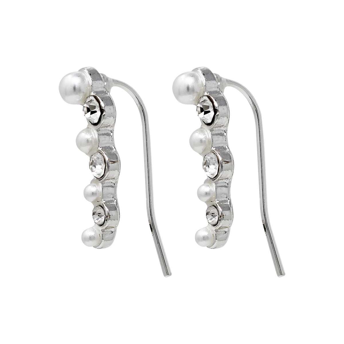 ARETES YOURE INVITED SLV WHT PEARL CLEAR CRYSTAL A22 PLATA