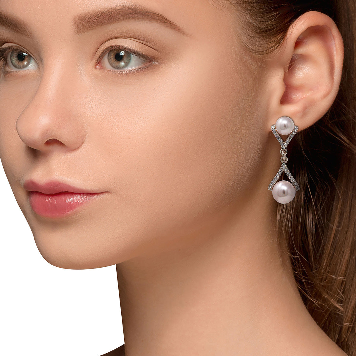 ARETES YOURE INVITED RGD CRY PEARL N22 ROSE GOLD