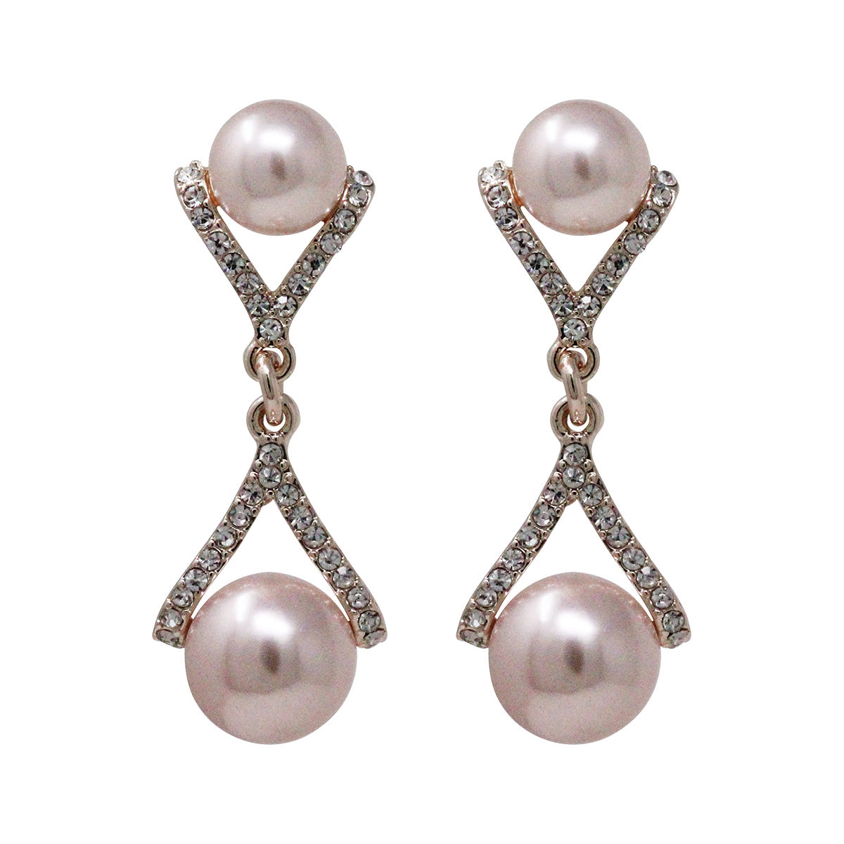ARETES YOURE INVITED RGD CRY PEARL N22 ROSE GOLD
