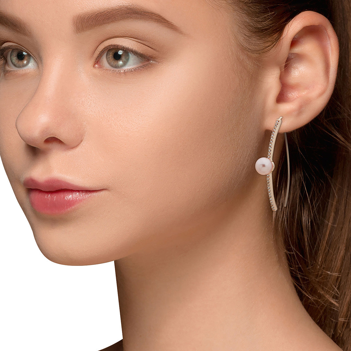 ARETES YOURE INVITED RGD CRY PEARL N22 ROSE GOLD