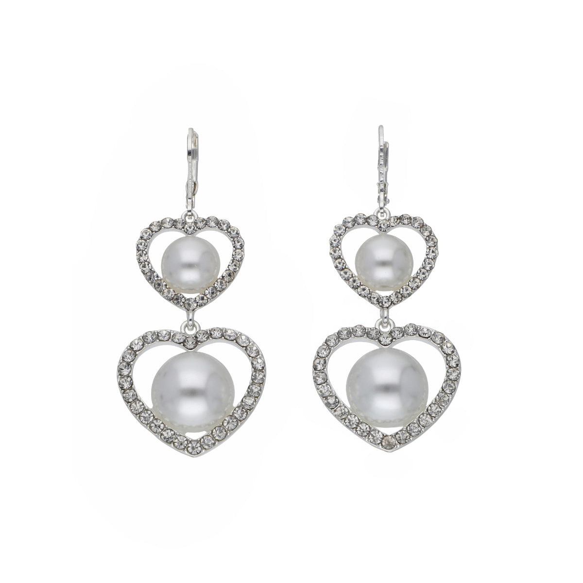 ARETES YOURE INVITED PEARL HEARTS M23 PLATA