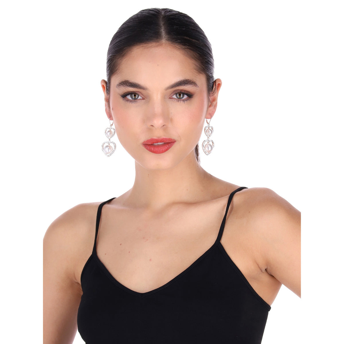 ARETES YOURE INVITED PEARL HEARTS M23 PLATA