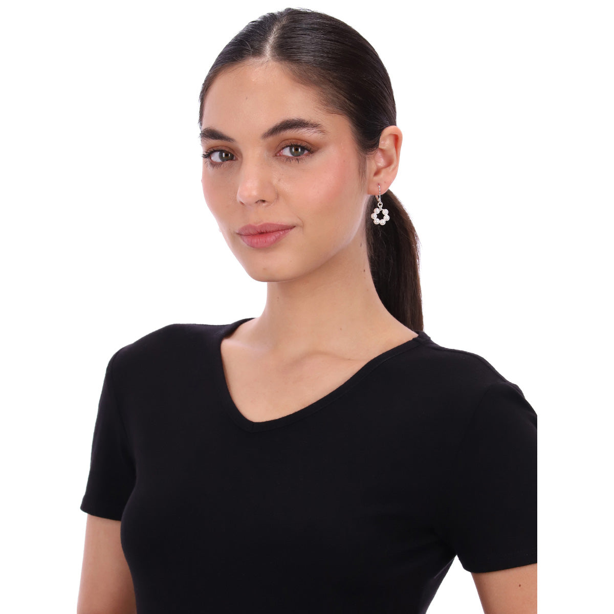 ARETES YOURE INVITED WHITE PEARL SILVER A23 PLATA