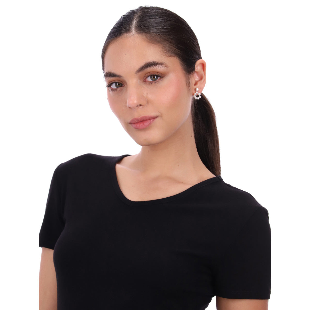 ARETES YOURE INVITED WHITE PEARL SILVER A23 PLATA