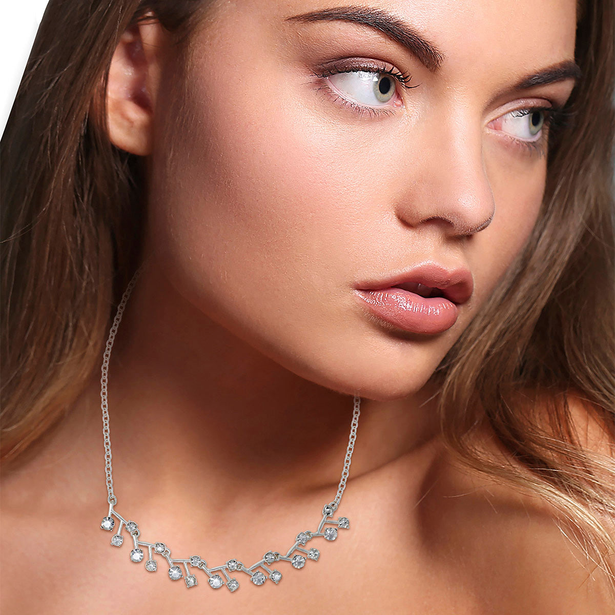 COLLAR YOURE INVITED SILVER CRYSTAL  M22 PLATA