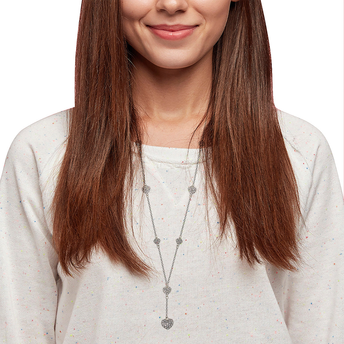 COLLAR YOURE INVITED SILVER CRYSTAL HEARTS M22 PLATA
