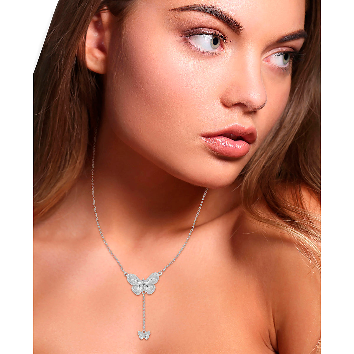 COLLAR YOURE INVITED BUTTERFLY PEARL A22 PLATA