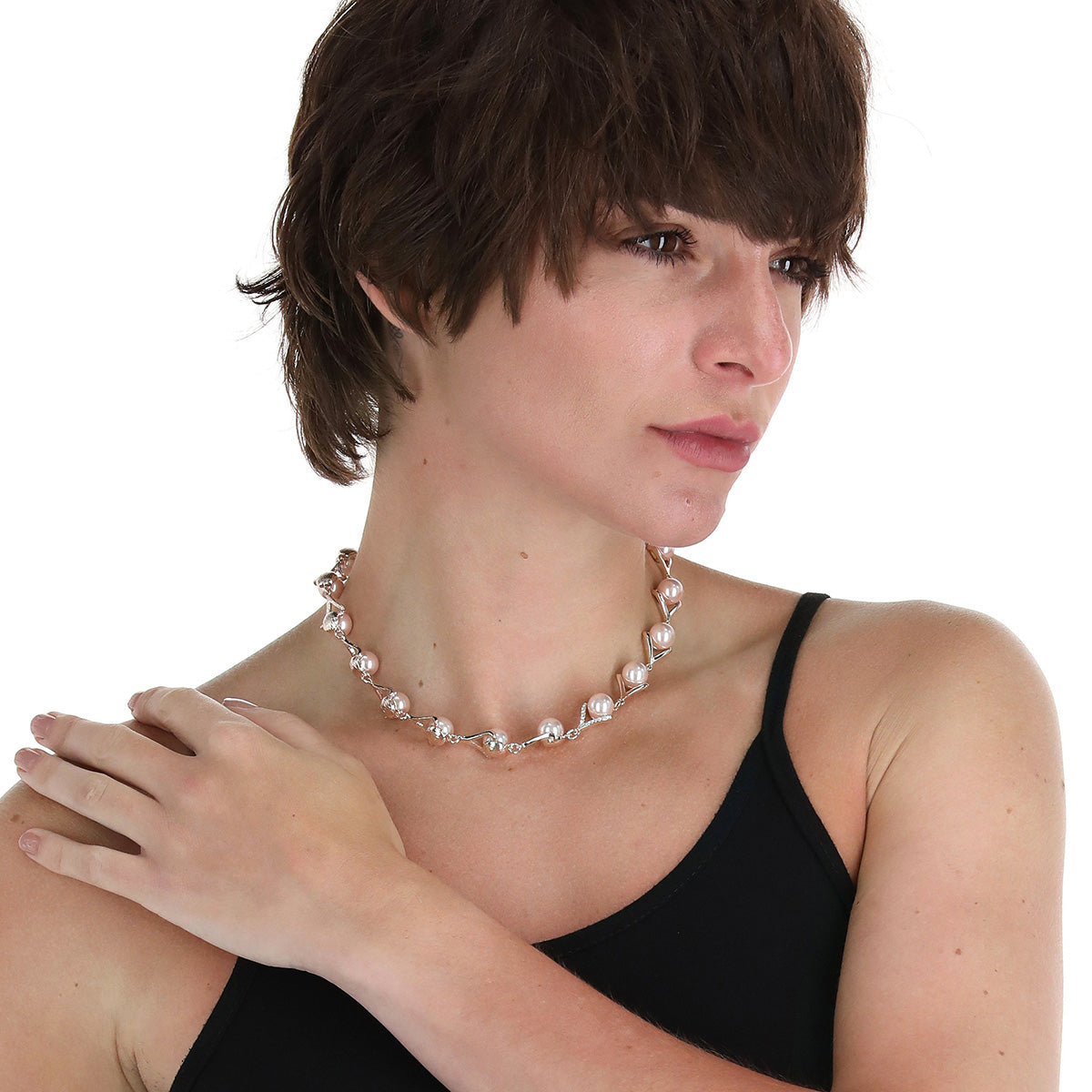 COLLAR YOURE INVITED RGD CRY PEARL N22 ROSE GOLD