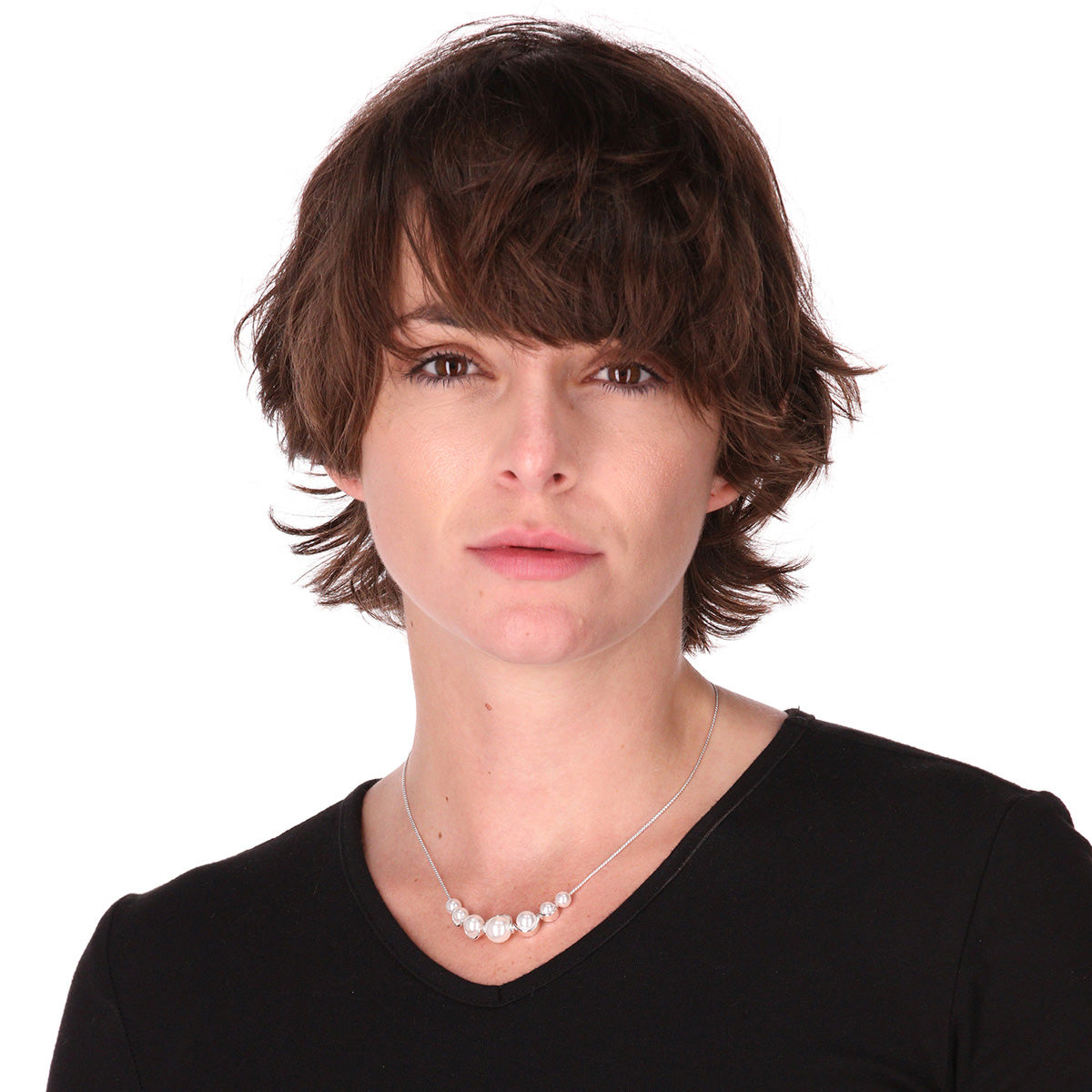 COLLAR YOURE INVITED SILVER PEARL M23 PLATA