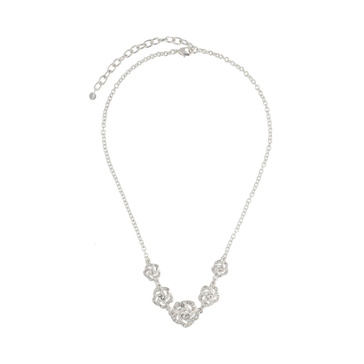 COLLAR YOURE INVITED FLOWER SILVER CRYSTAL A23 PLATA