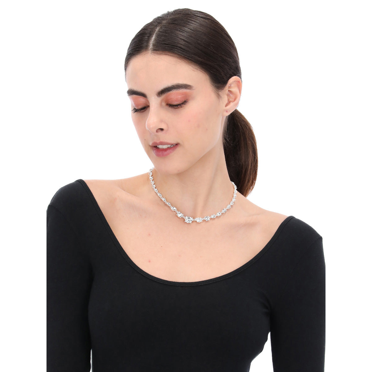 COLLAR YOURE INVITED SILVER CRYSTAL A23 PLATA