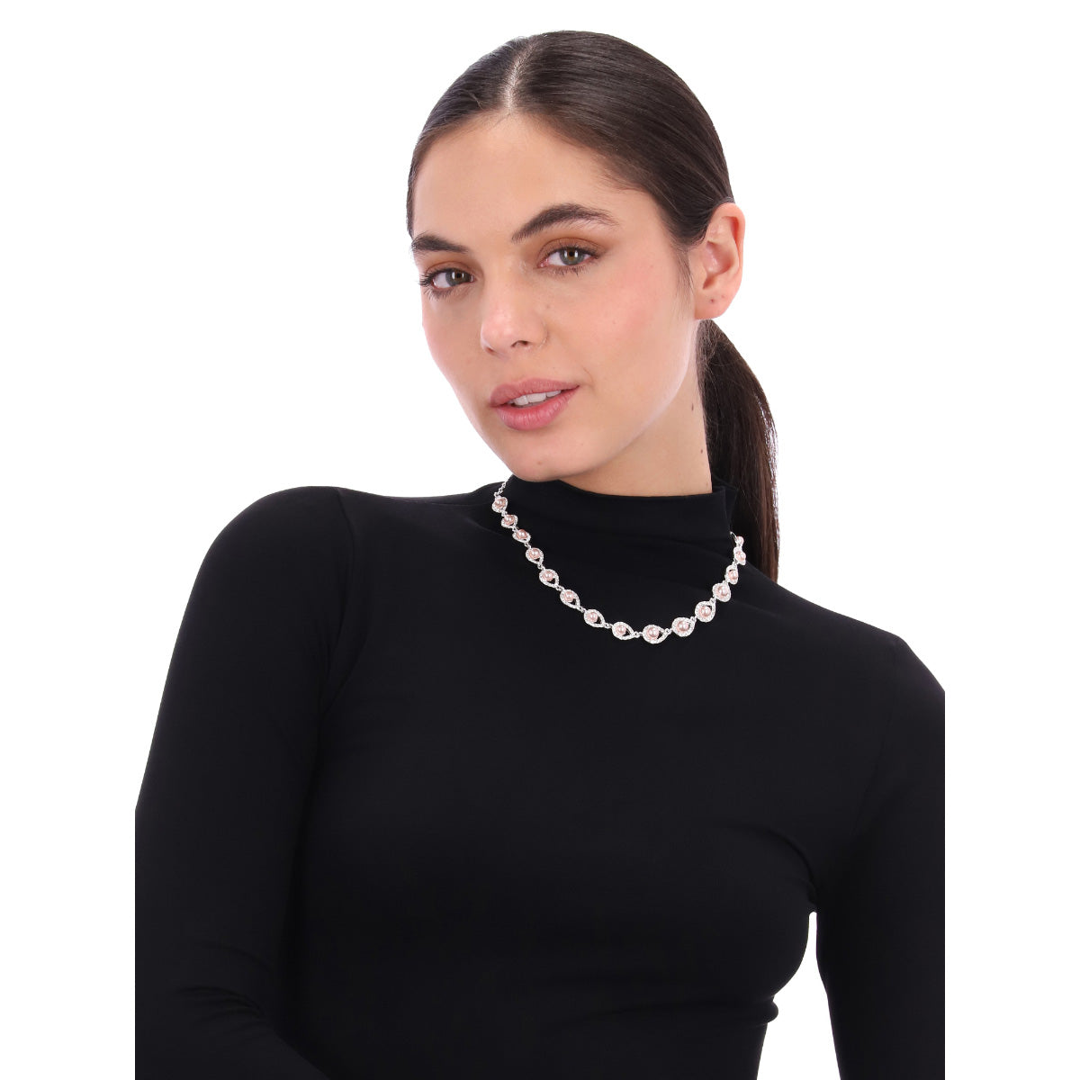 COLLAR YOURE INVITED PINK PEARL SILVER RECOLOR N23 PLATEADO