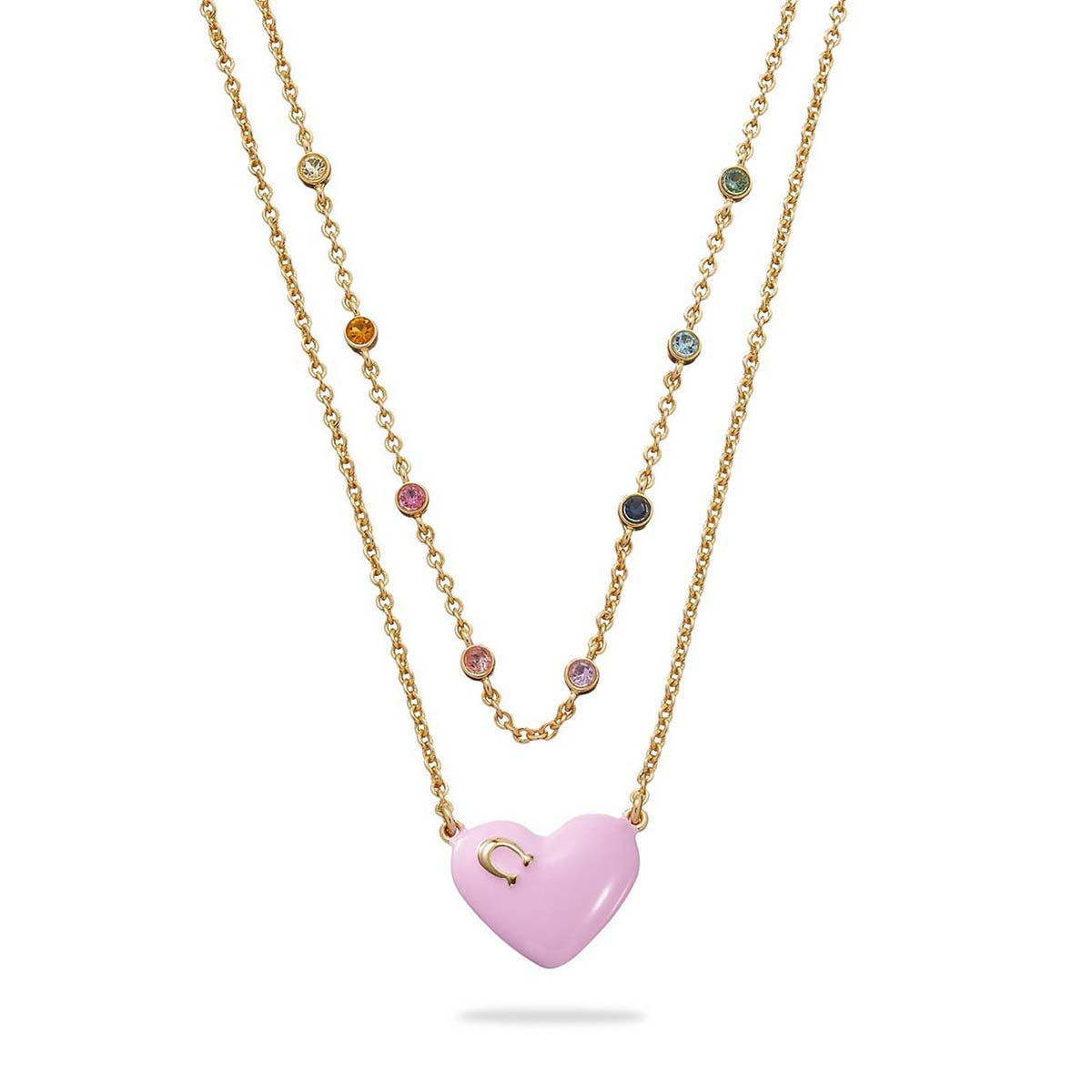 COLLAR COACH 3.25 RAINBOW HEARTS & CHARMS DORADO